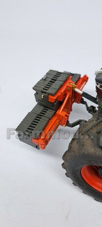 Gewichten drager BOK  &quot;TRACTOR PULL&quot; + lights version (FENDT) DONKER GRIJS gespoten RESIN/ METAAL incl. diverse trekhaak pinnen in Aluminium kleur  FM-Weight Series:   1:32