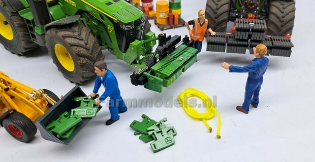 Gewichten drager BOK  &quot;TRACTOR PULL&quot; + lights version (FENDT) DONKER GRIJS gespoten RESIN/ METAAL incl. diverse trekhaak pinnen in Aluminium kleur  FM-Weight Series:   1:32