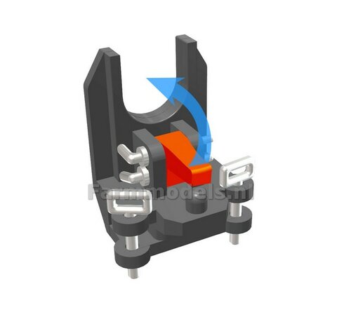 Ondertrekhaak DELUXE  MF 9S CHASSIS GRIJS + RODE PAL met werkende KIPPERKNOBBEL + 2x stuurstang aansluiting, geleverd met Deluxe pinnenset  1:32