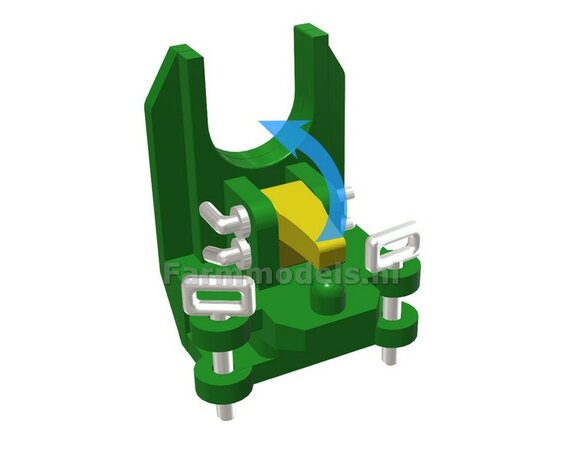 Ondertrekhaak DELUXE  JD 7R 310 GROEN + GELE PAL met werkende KIPPERKNOBBEL + 2x stuurstang aansluiting, geleverd met Deluxe pinnenset 1:32