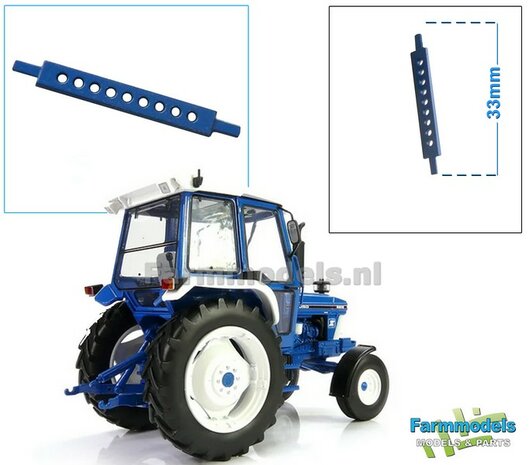 Gatenbalk voor 3 punt hef. Metaal/ DieCast, 33mm breed geleverd in FORD BLAUW  (zonder pin)  1:32