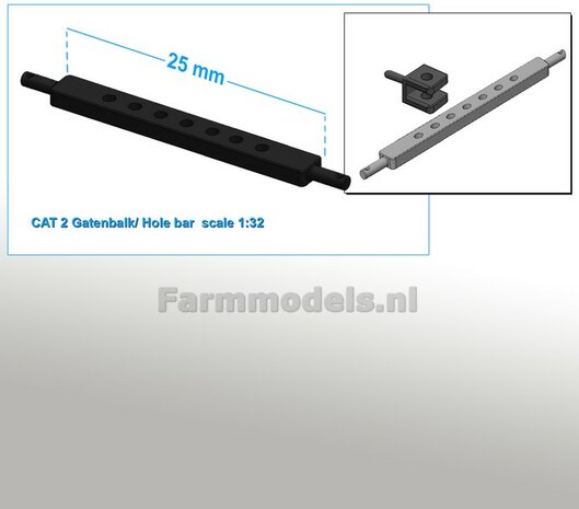 Gatenbalk geschikt voor CAT 2 Hefinrichting  RESIN, gespoten in ZWART geleverd 1:32