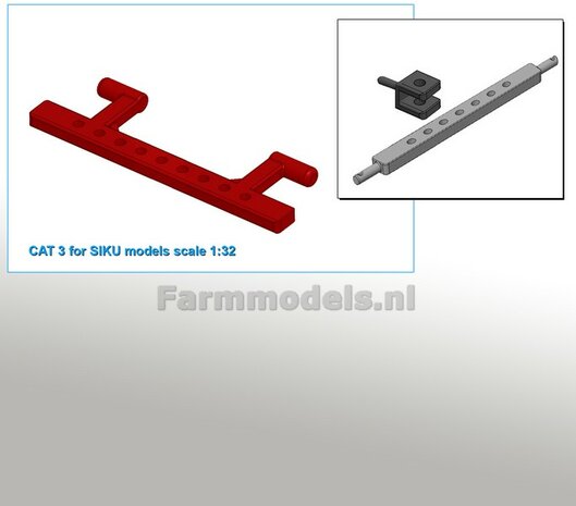 Gatenbalk geschikt voor SIKU HEF.  RESIN, gespoten in (CASE) IH DONKER ROOD geleverd 1:32