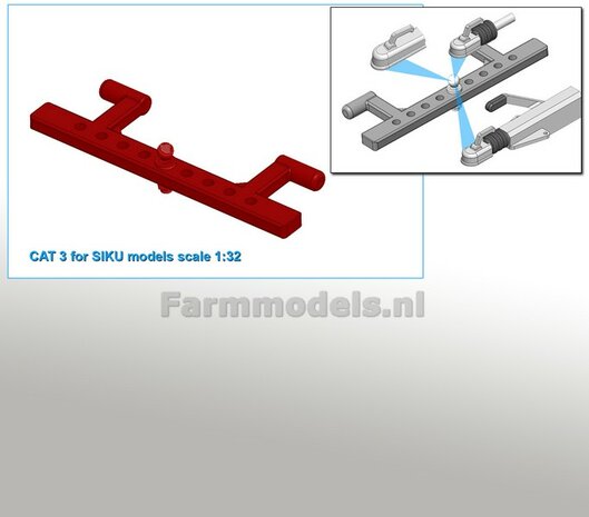 Trekhaakkogel met gatenbalk SIKU HEF (CASE) IH DONKER ROOD  gespoten 1:32