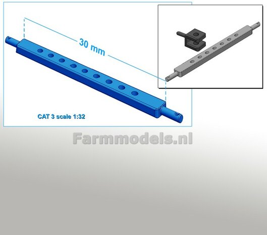 Gatenbalk geschikt voor CAT 3 Hefinrichting  RESIN, gespoten in FORD UH BLAUW geleverd 1:32