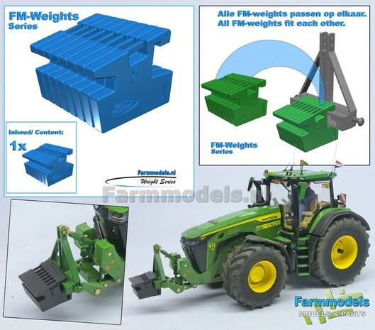 FM-Weight: VAST BLOK van (Front-) Gewicht platen FORD OPDRUK, vast aan elkaar, FORD UH BLAUW GESPOTEN Geleverd   1:32