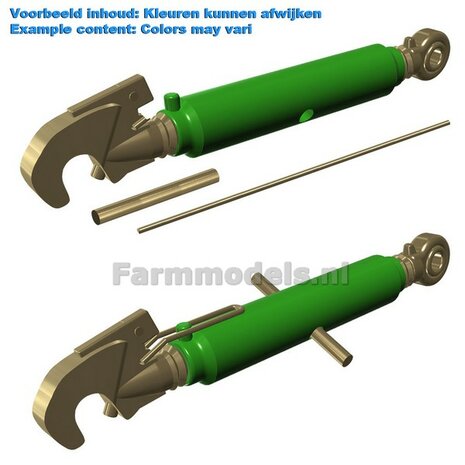 Topstang DELUXE lengte 23.5mm 1x VANGHAAK en 1x KOGELKOP aansluiting. Resin, geleverd in kleuren JD 7R 310 GROEN + MESSING + 2x messing as t.b.v. details  1:32