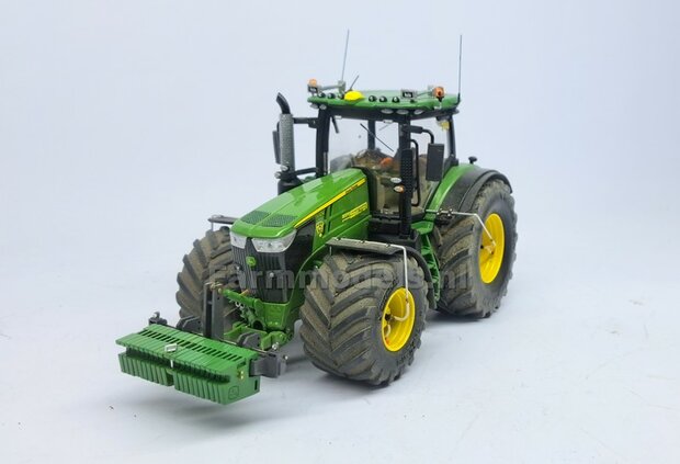 JD 7310R: 2x Michelin Mega X Bib Banden &Oslash; 53.5 x 32.3 mm + ALUMINIUM velgen JOHN DEERE GEEL gespoten   1:32    Farmmodels Custom Line Series