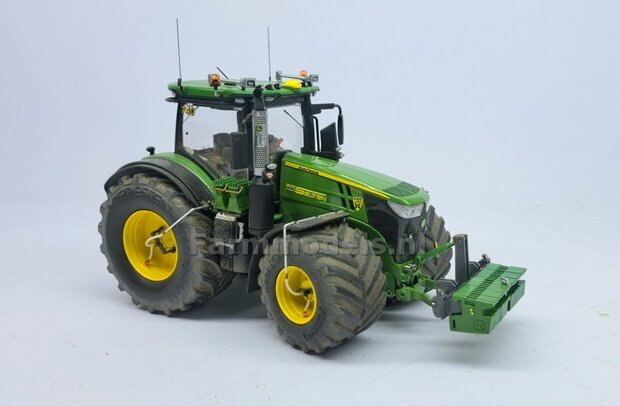 JD 7310R: 2x Michelin Mega X Bib Banden &Oslash; 53.5 x 32.3 mm + ALUMINIUM velgen JOHN DEERE GEEL gespoten   1:32    Farmmodels Custom Line Series