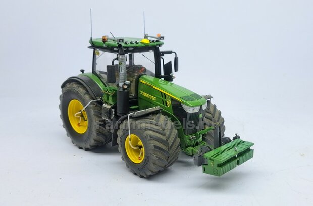 JD 7310R: 2x Michelin Mega X Bib Banden &Oslash; 53.5 x 32.3 mm + ALUMINIUM velgen JOHN DEERE GEEL gespoten   1:32    Farmmodels Custom Line Series