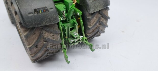 JD 7310R: 2x Michelin Mega X Bib Banden &Oslash; 53.5 x 32.3 mm + ALUMINIUM velgen JOHN DEERE GEEL gespoten   1:32    Farmmodels Custom Line Series