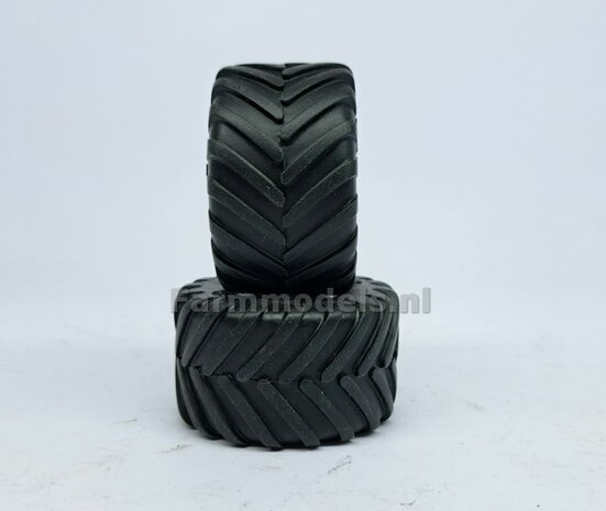 JD 7310R: 2x Michelin Mega X Bib Banden &Oslash; 53.5 x 32.3 mm + ALUMINIUM velgen BLANK geleverd  1:32    Farmmodels Custom Line Series