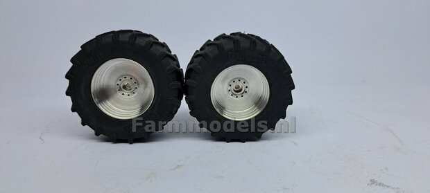 Fendt 828 GEN. 1: 2x Trelleborg Brede Banden &Oslash; 66.3 x 28.5 mm + ALUMINIUM velgen BLANK geleverd  1:32    Farmmodels Custom Line Series