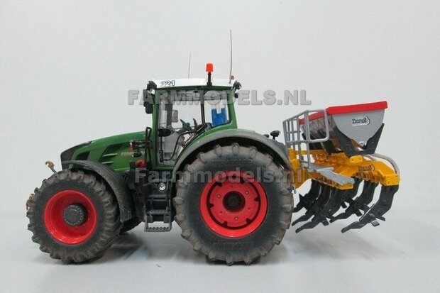 Fendt 828 FACELIFT: 2x Brede Banden &Oslash; 53.8 x 22.5 mm + ALUMINIUM velgen FENDT ROOD gespoten  1:32    Farmmodels Custom Line Series