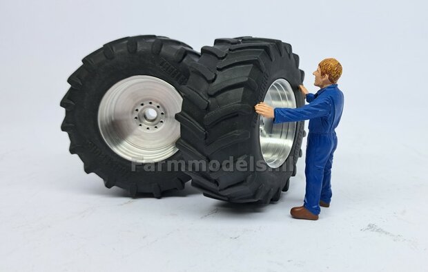 Fendt 828 FACELIFT: 2x Trelleborg Brede Banden &Oslash; 66.3 x 28.5 mm + ALUMINIUM velgen BLANK geleverd 1:32    Farmmodels Custom Line Series