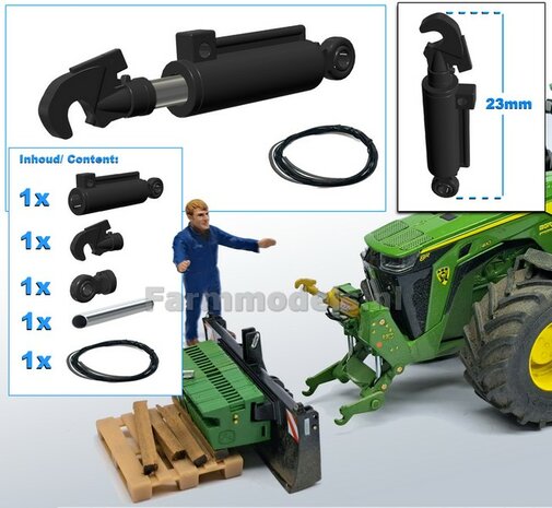 Topstang &quot;HYDROLISCH&quot; - &quot;SLIM&quot; BASIC Version Lengte in 23mm - Uit: ong. 29mm Geleverd in ZWART GLANS met 1x VANGHAAK + 2x KOGELKOP aansl.  1:32