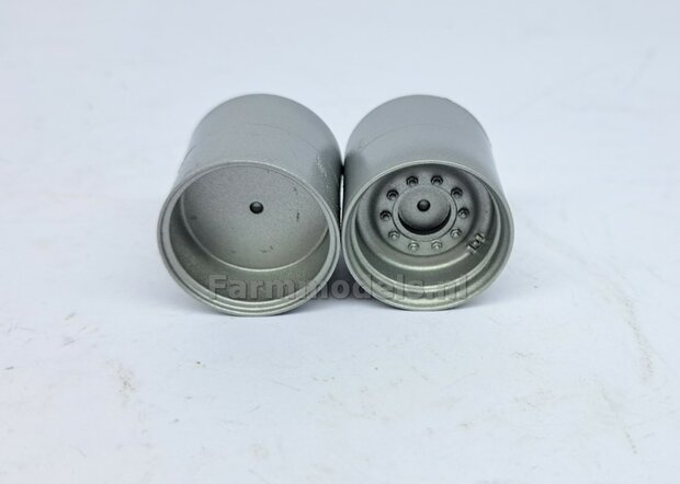 2x ALUMINIUM METALIC gespoten RESIN Velgen &Oslash; 24,5mm ZONDER de Vredestein Flotation Pro Banden  1:32   Farmmodels Premium Line Series  