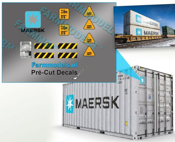 Aanvulling Maersk container stickerset 1:32 Farmmodels.nl