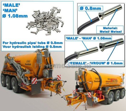 20x &quot;MAN&quot; Hydrauliek koppelingen &Oslash; 1.08 mm, geschikt voor leiding &Oslash; 0.8 mm Uitvoering &quot;SIMPLE&quot;   1:32