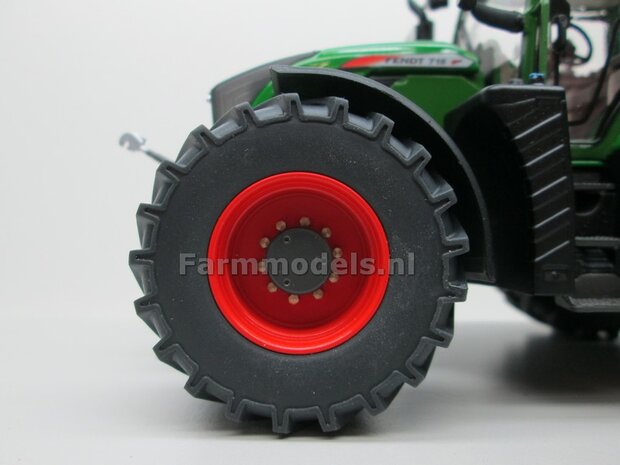 Fendt 718 ROS Brede Vooras banden  &Oslash; 47 mm x 20,5 mm breed + ALUMINIUM velgen FENDT ROOD gespoten 1:32 Farmmodels Custom Line Series 