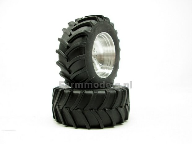 Fendt 718 ROS Brede Achteras banden  &Oslash; 61 mm x 25 mm + ALUMINIUM velgen BLANK geleverd 1:32 Farmmodels Custom Line Series 