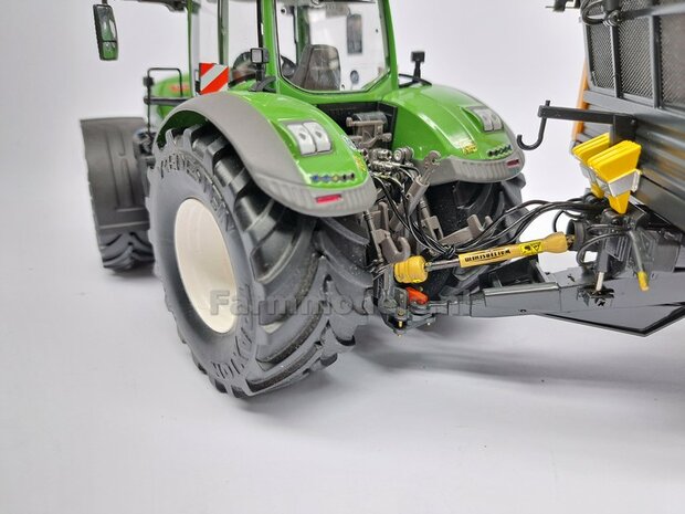 Ondertrekhaak DELUXE FENDT 728 CHASSIS GRIJS + RODE PAL met werkende KIPPERKNOBBEL + 2x stuurstang aansluiting, incl. met Deluxe pinnenset 1:32