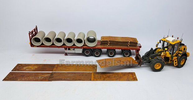 10x STALEN RIJPLATEN 150 x 50 x 0,5 mm geleverd incl. 4 STOPHOUT Balkjes, rijplaten als BLANK STAAL geleverd  1:32 