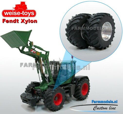 Fendt Xylon WeiseToys: Brede Vooras banden &Oslash; 47.5 mm x 20,5 mm breed + ALUMINIUM velgen BLANK geleverd 1:32 Farmmodels Custom Line Series 