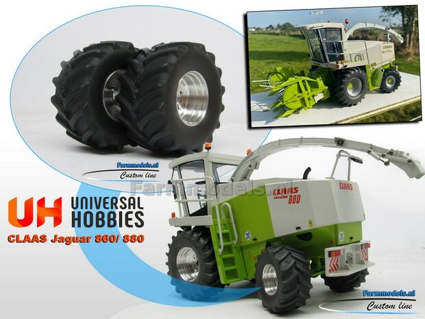 Claas Jaguar 860/ 880 UH Brede (achteras) banden &Oslash; 43.5 x 22.5mm + ALUMINIUM VELGEN BLANK geleverd   1:32  Farmmodels Custom Line Series           