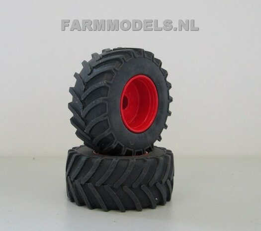 Fendt Xylon WeiseToys: Brede Vooras banden &Oslash; 47.5 mm x 20,5 mm breed + ALUMINIUM velgen FENDT ROOD Gespoten 1:32 Farmmodels Custom Line Series 