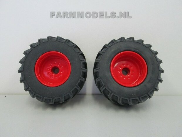 Fendt Xylon WeiseToys: Brede Vooras banden &Oslash; 47.5 mm x 20,5 mm breed + ALUMINIUM velgen FENDT ROOD Gespoten 1:32 Farmmodels Custom Line Series 