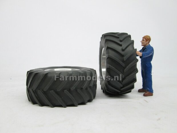 Fendt 824/ 926 Gen I: 2x Brede Banden &Oslash; 62.5 x 27.7 mm + ALUMINIUM velgen BLANK Geleverd 1:32 Farmmodels Custom Line Series