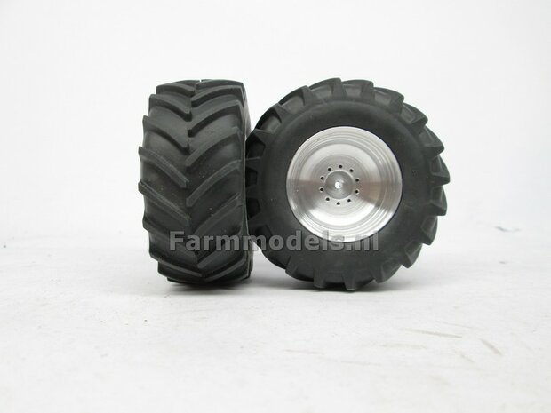 Fendt 824/ 926 Gen I: 2x Brede Banden &Oslash; 62.5 x 27.7 mm + ALUMINIUM velgen BLANK Geleverd 1:32 Farmmodels Custom Line Series