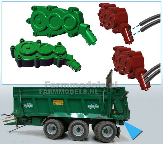 2x Tandwielkasten (Hydraulisch) L= 15mm  1x Linkse &amp; 1x Rechtse versie Materiaal RESIN, BLANK geleverd 1:32          