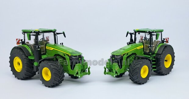 JD 8R 410: 2x Michelin Axiobib2  &Oslash;  54.8 x 25.8 mm Banden + RESIN Velgen JOHN DEERE GEEL gespoten  1:32  Farmmodels Premium Line Series 