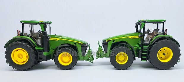 JD 8R 410: 2x Michelin Axiobib2  &Oslash;  55.1 x 25.8 mm Banden + RESIN Velgen JOHN DEERE GEEL gespoten  1:32  Farmmodels Premium Line Series AVAILABLE OCTOBER