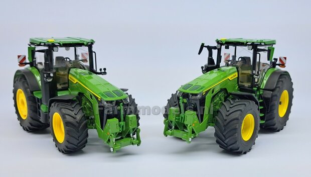 JD 8R 410: 2x Michelin Axiobib2  &Oslash;  54.8 x 25.8 mm Banden + RESIN Velgen JOHN DEERE GEEL gespoten  1:32  Farmmodels Premium Line Series 