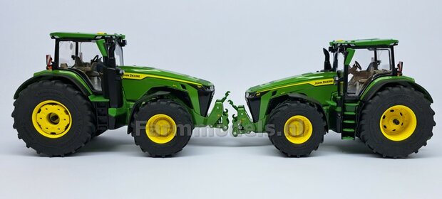 JD 8R 410: 2x Michelin Axiobib2  &Oslash;  55.1 x 25.8 mm Banden + RESIN Velgen JOHN DEERE GEEL gespoten  1:32  Farmmodels Premium Line Series AVAILABLE OCTOBER