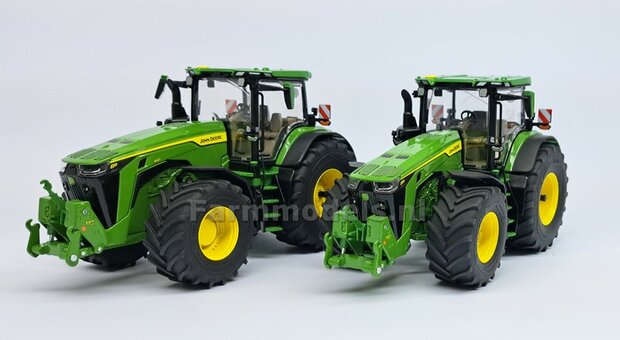 JD 8R 410: 2x Michelin Axiobib2  &Oslash;  55.1 x 25.8 mm Banden + RESIN Velgen JOHN DEERE GEEL gespoten  1:32  Farmmodels Premium Line Series AVAILABLE OCTOBER