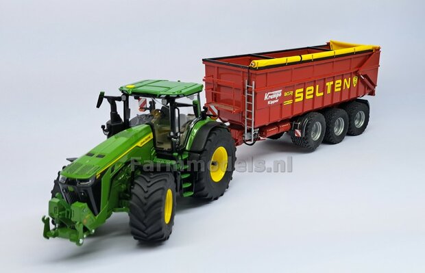 JD 8R 410: 2x Michelin Axiobib2  &Oslash;  55.1 x 25.8 mm Banden + RESIN Velgen JOHN DEERE GEEL gespoten  1:32  Farmmodels Premium Line Series 