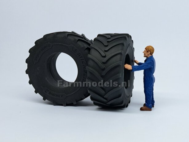 2x Michelin Axiobib2  &Oslash;  70.3 x 30.4 mm Banden ZONDER Velgen. Velggat band ong.: &Oslash; 33.3 mm   1:32    Farmmodels  Premium Line Series  