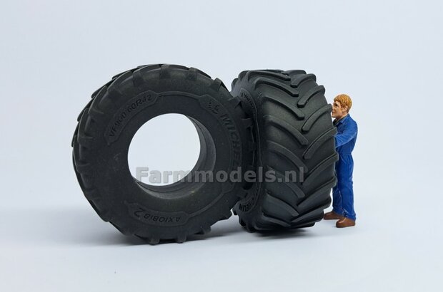 2x Michelin Axiobib2  &Oslash;  70.3 x 30.4 mm Banden ZONDER Velgen. Velggat band ong.: &Oslash; 33.3 mm   1:32    Farmmodels  Premium Line Series  