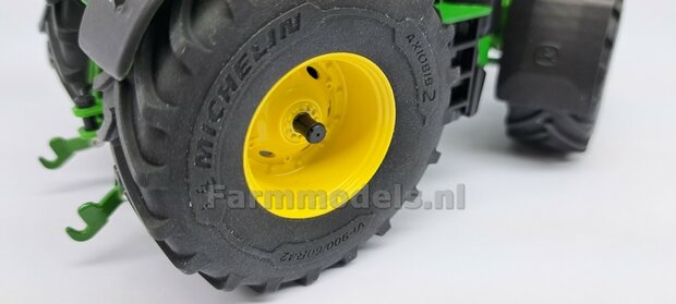 2x  John Deere STEEK-ASSEN geleverd INCL. ALU. BUIS  &Oslash; 4mm t.b.v. ACHTERAS JD Wiking ZWART Gespoten Geleverd  1:32  Farmmodels Premium Line Series