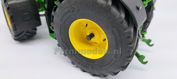 2x  John Deere STEEK-ASSEN geleverd INCL. ALU. BUIS  &Oslash; 4mm t.b.v. ACHTERAS JD Wiking ZWART Gespoten Geleverd  1:32  Farmmodels Premium Line Series