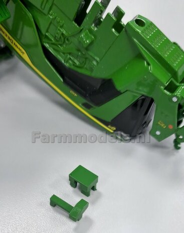 John Deere 8R 410 VOORAS VERHOOG SET, RESIN,  John Deere GROEN Gespoten geleverd 1:32    Farmmodels Premium Line Series