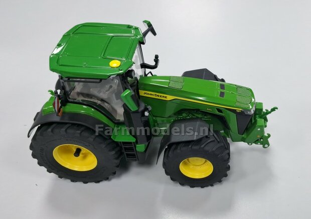 John Deere 8R 410 VOORAS VERHOOG SET, RESIN,  John Deere GROEN Gespoten geleverd 1:32    Farmmodels Premium Line Series