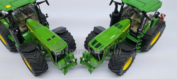 John Deere 8R 410 VOORAS VERHOOG SET, RESIN,  John Deere GROEN Gespoten geleverd 1:32    Farmmodels Premium Line Series