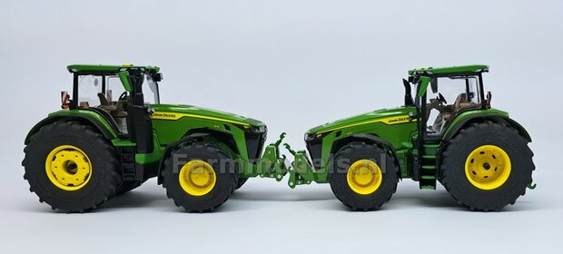 John Deere 8R 410 VOORAS VERHOOG SET, RESIN,  John Deere GROEN Gespoten geleverd 1:32    Farmmodels Premium Line Series