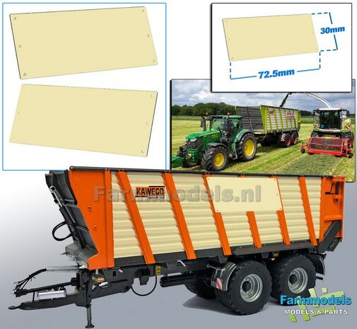 Naamborden KAWECO CLAAS WIT/ CREME Gespoten afm. ong. 72.5 x 30mm geleverd t.b.v. de KAWECO Radium 250P modellen UH 1:32 