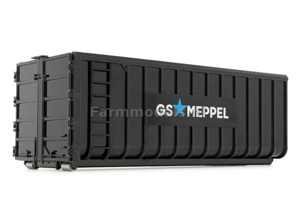 40M3 BLACK GS MEPPEL LOGO HOOKLIFT CONTAINER, geschikt voor MarGe models vrachtwagens met MEILLER HOOKLIFT 1:32 MM2306-03-01